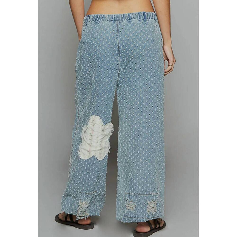 Women's Blue Distressed Pants - Picture 3 of 5